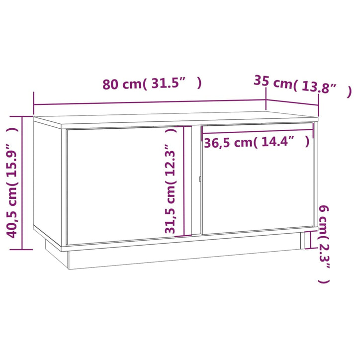 Tv-meubel 80x35x40,5 cm massief grenenhout zwart