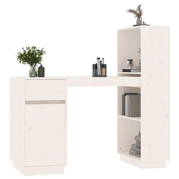 Bureau 110x53x117 cm massief grenenhout wit