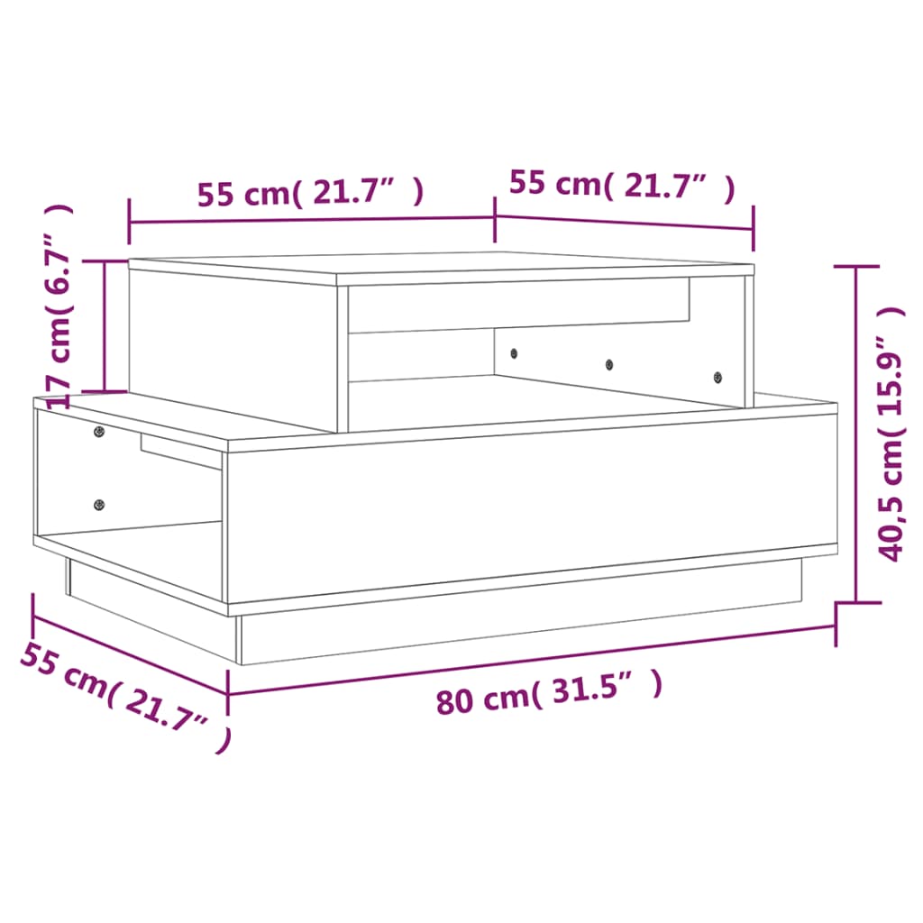 Salontafel 80x55x40,5 cm massief grenenhout zwart