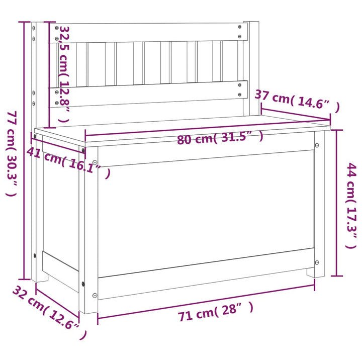 Bankje 80x41x77 cm massief grenenhout zwart