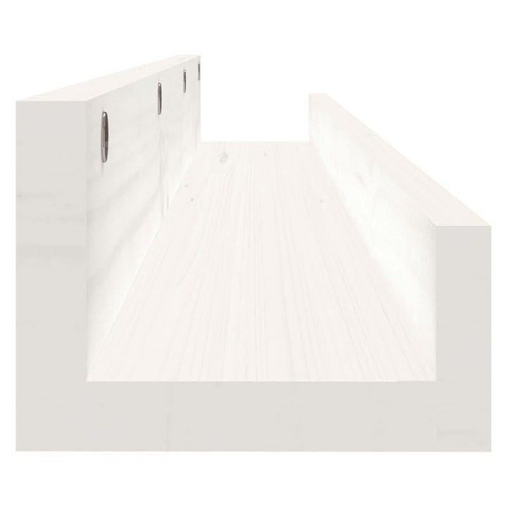 Wandschappen 2 st 80x12x9 cm massief grenenhout wit