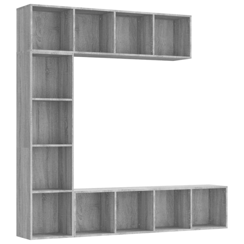 3-delige boekenkast- / tv-meubelset 180x30x180 cm grijs sonoma