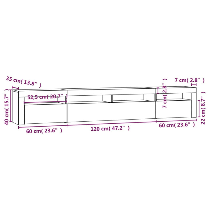 Tv-meubel met LED-verlichting 240x35x40 cm zwart