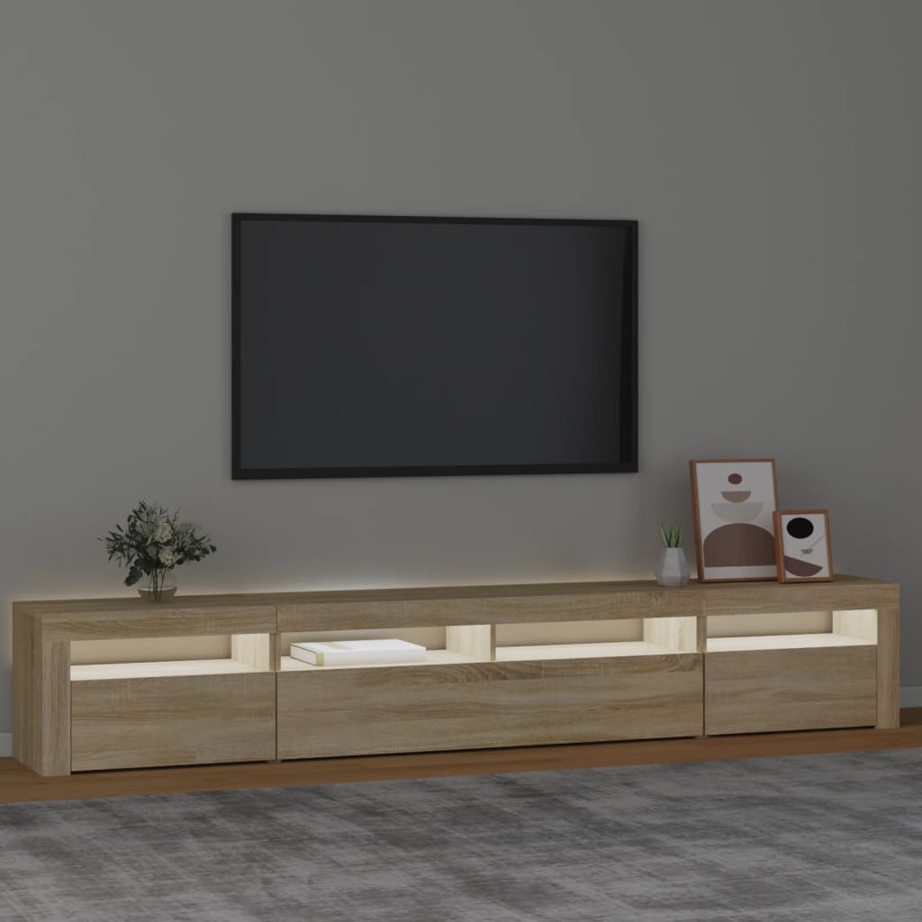 Tv-meubel met LED-verlichting 240x35x40 cm sonoma eikenkleurig