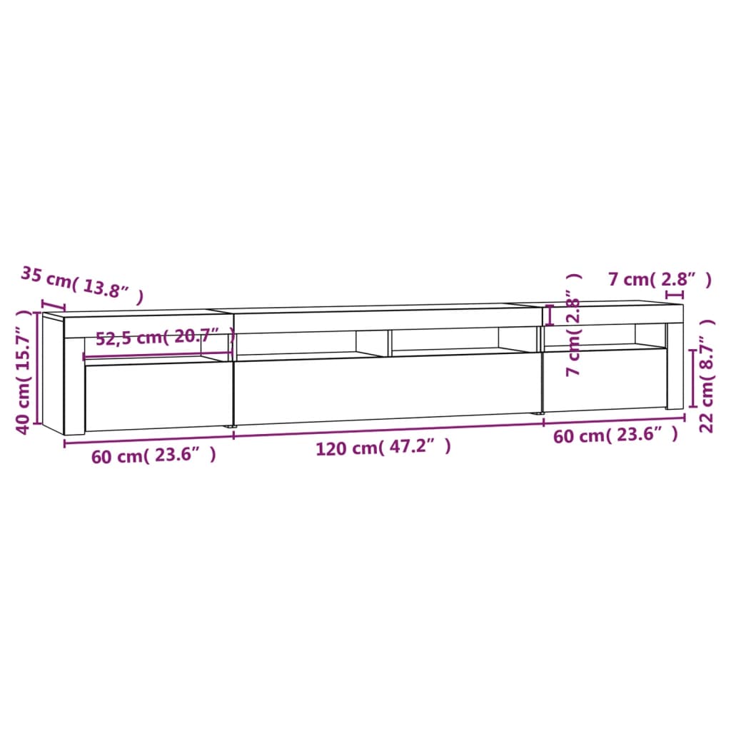 Tv-meubel met LED-verlichting 240x35x40 cm sonoma eikenkleurig