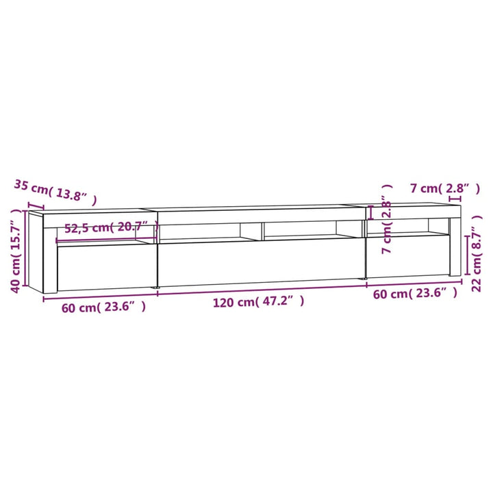 Tv-meubel met LED-verlichting 240x35x40 cm sonoma eikenkleurig