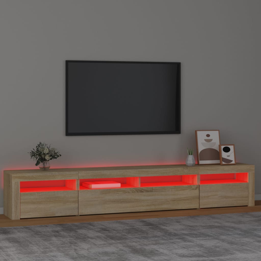 Tv-meubel met LED-verlichting 240x35x40 cm sonoma eikenkleurig