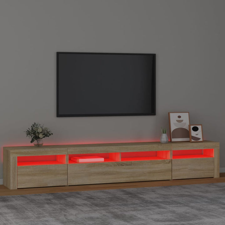 Tv-meubel met LED-verlichting 240x35x40 cm sonoma eikenkleurig