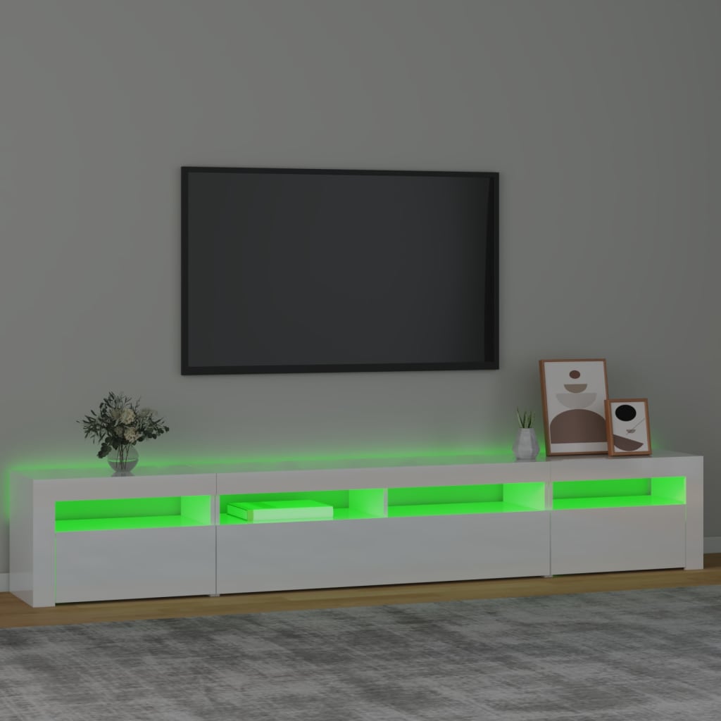 Tv-meubel met LED-verlichting 240x35x40 cm hoogglans wit