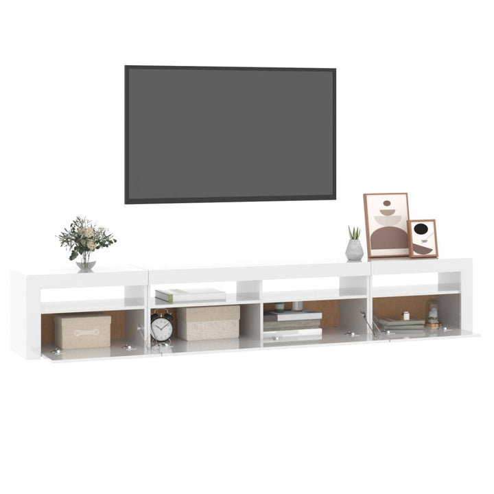 Tv-meubel met LED-verlichting 240x35x40 cm hoogglans wit