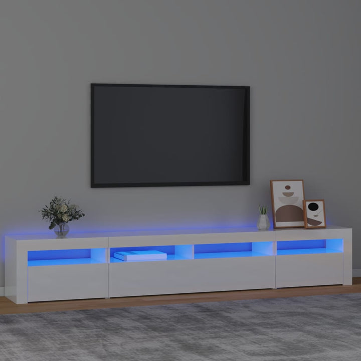 Tv-meubel met LED-verlichting 240x35x40 cm hoogglans wit