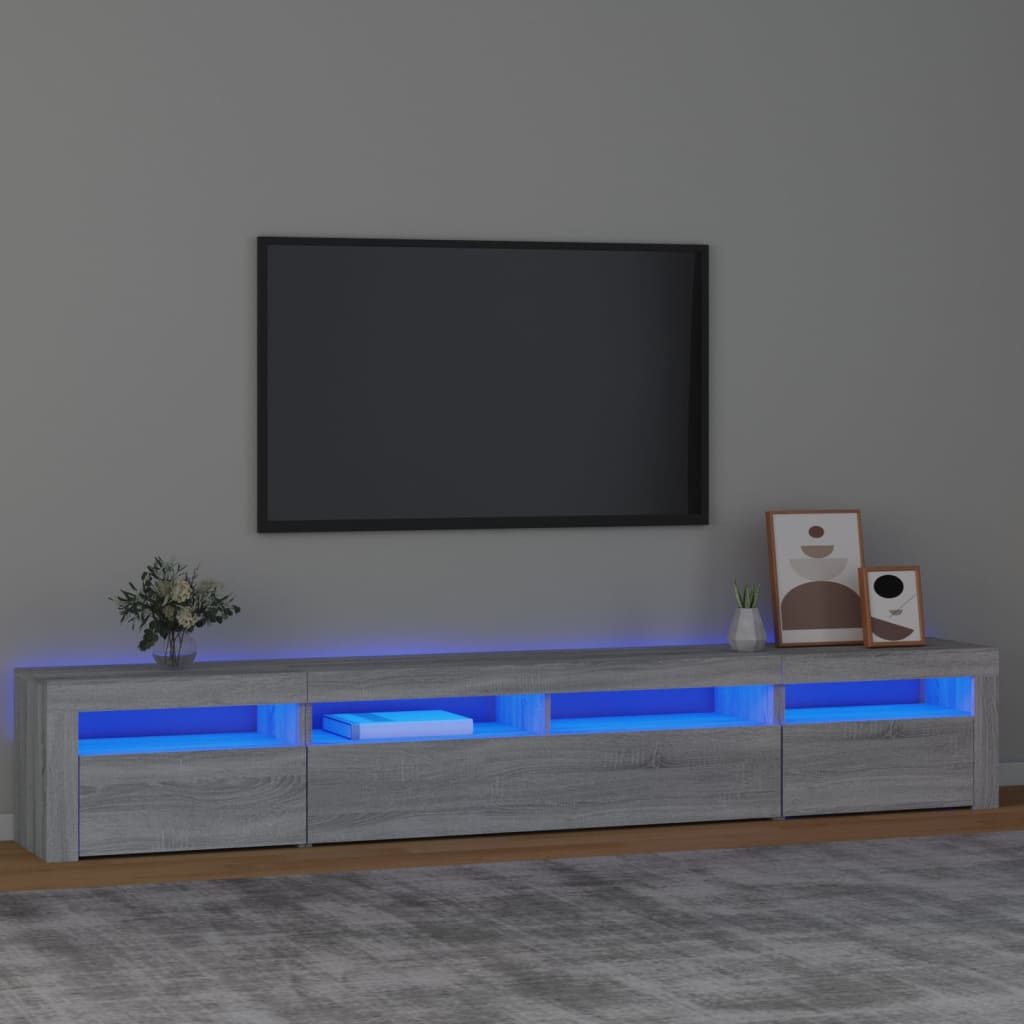 Tv-meubel met LED-verlichting 240x35x40 cm grijs sonoma eiken