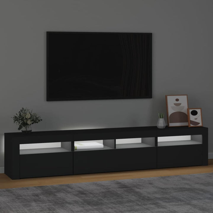 Tv-meubel met LED-verlichting 210x35x40 cm zwart