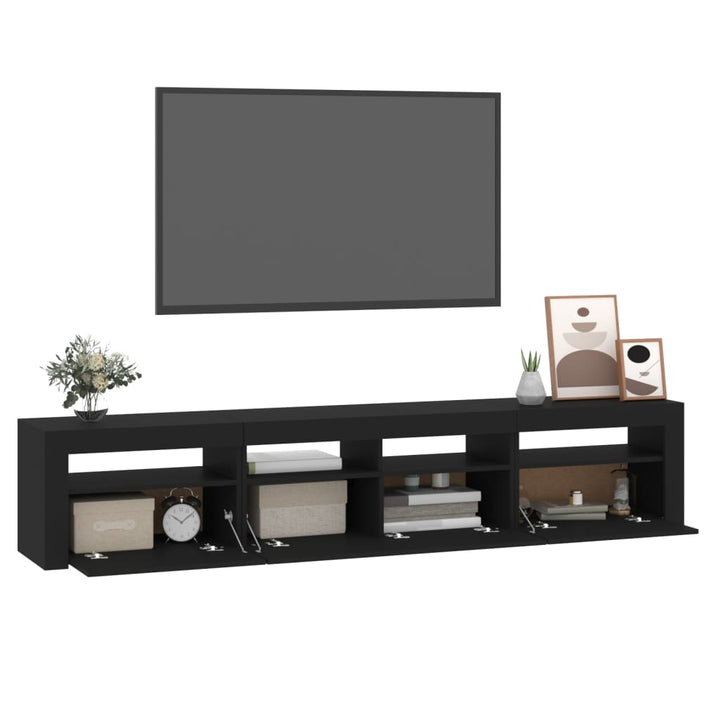 Tv-meubel met LED-verlichting 210x35x40 cm zwart