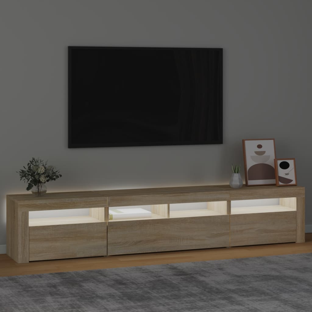 Tv-meubel met LED-verlichting 210x35x40 cm sonoma eikenkleurig