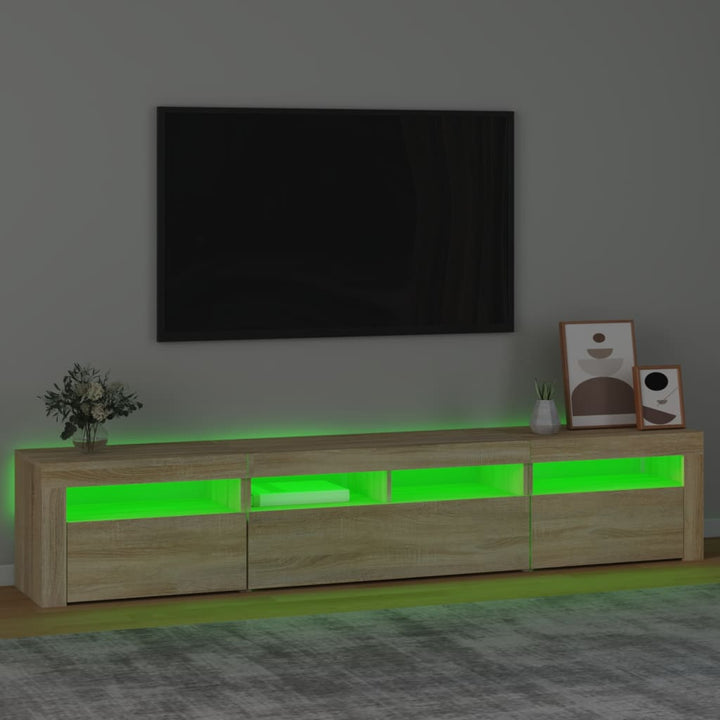 Tv-meubel met LED-verlichting 210x35x40 cm sonoma eikenkleurig