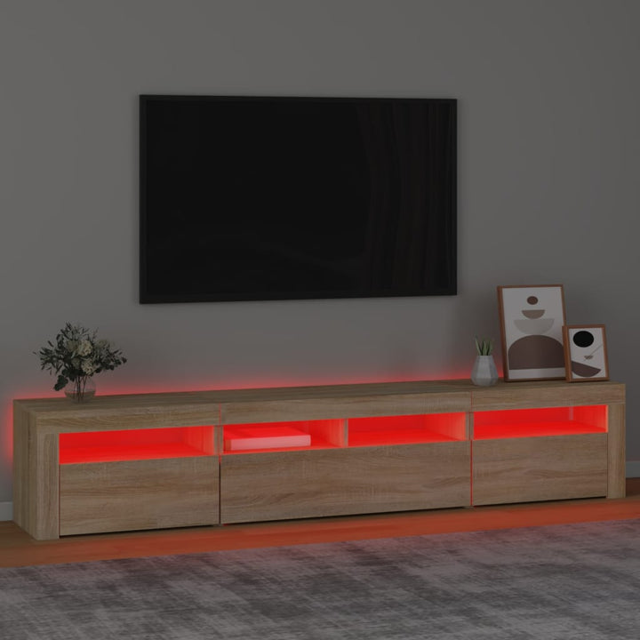 Tv-meubel met LED-verlichting 210x35x40 cm sonoma eikenkleurig