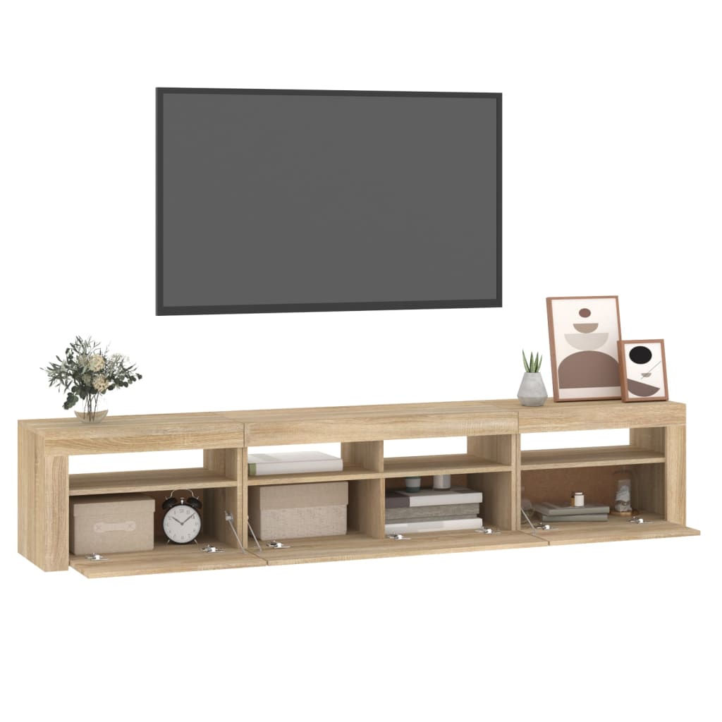 Tv-meubel met LED-verlichting 210x35x40 cm sonoma eikenkleurig