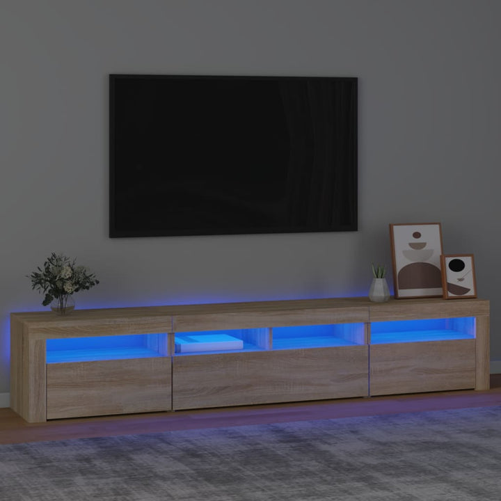 Tv-meubel met LED-verlichting 210x35x40 cm sonoma eikenkleurig