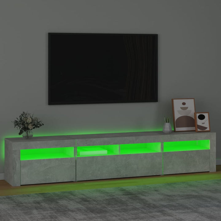 Tv-meubel met LED-verlichting 210x35x40 cm betongrijs
