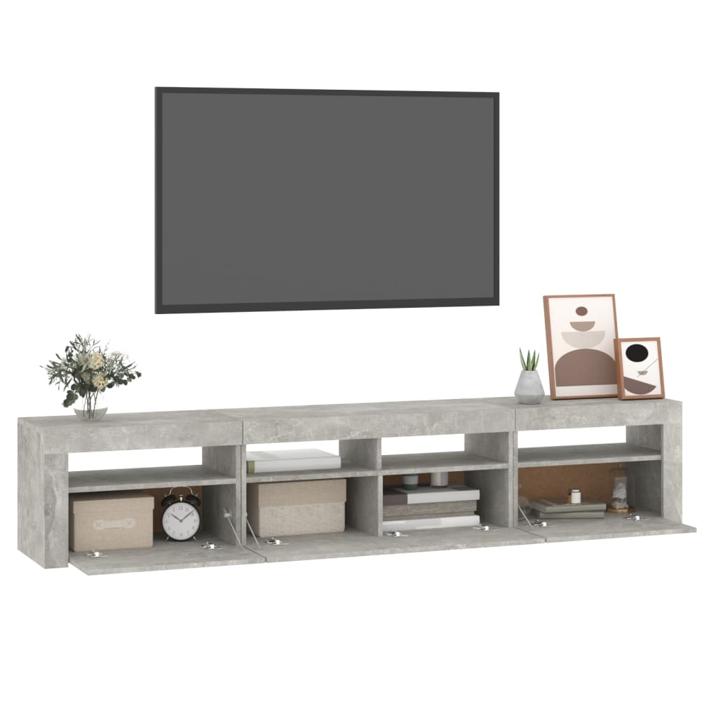 Tv-meubel met LED-verlichting 210x35x40 cm betongrijs