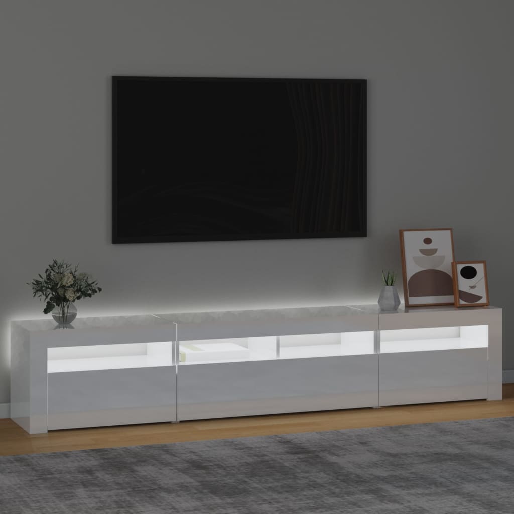 Tv-meubel met LED-verlichting 210x35x40 cm hoogglans wit