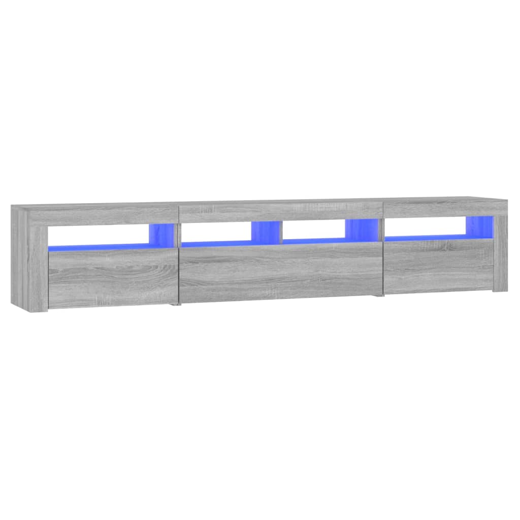 Tv-meubel met LED-verlichting 210x35x40 cm grijs sonoma eiken