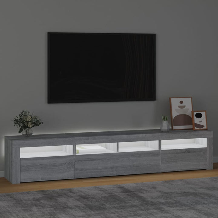 Tv-meubel met LED-verlichting 210x35x40 cm grijs sonoma eiken