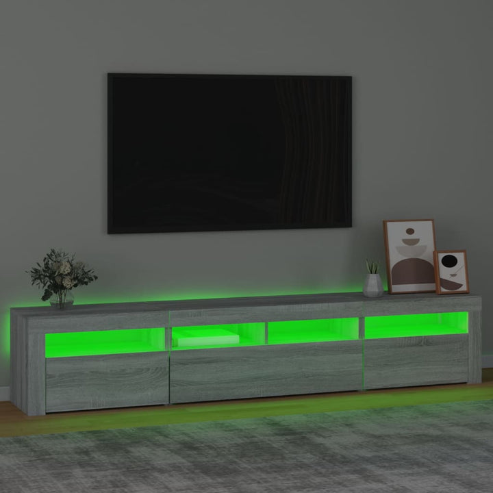 Tv-meubel met LED-verlichting 210x35x40 cm grijs sonoma eiken