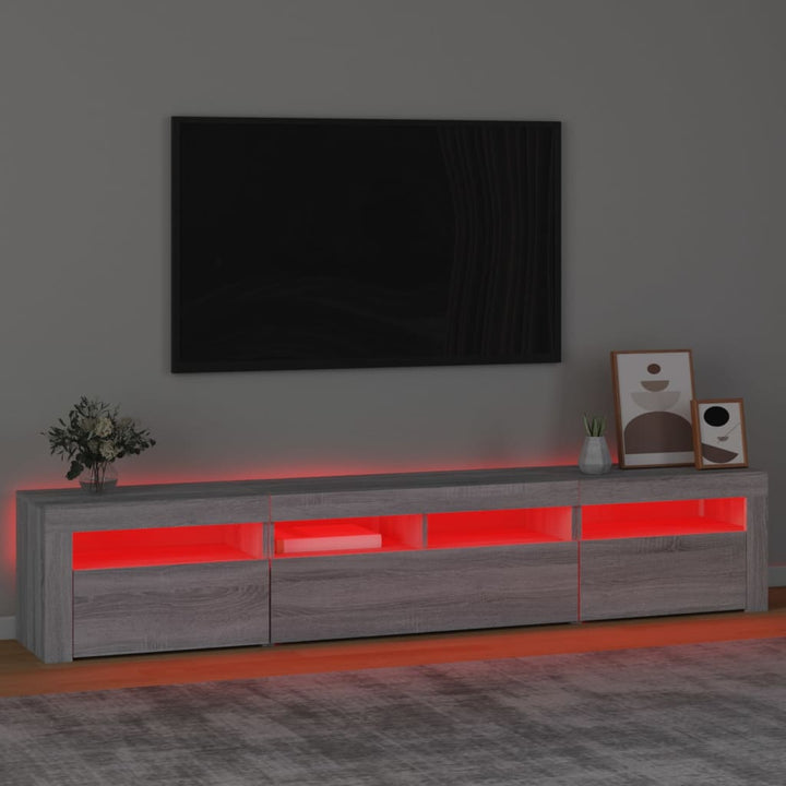 Tv-meubel met LED-verlichting 210x35x40 cm grijs sonoma eiken