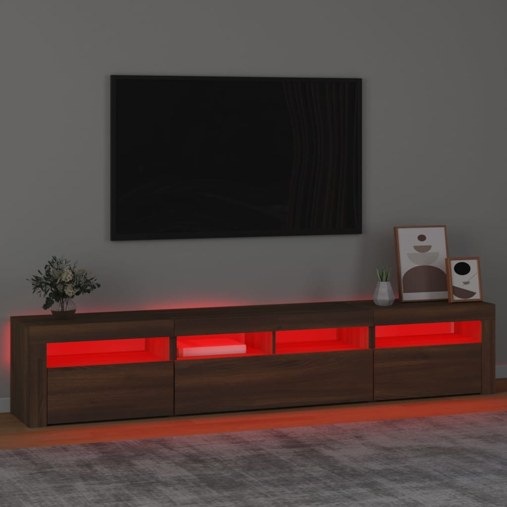 Tv-meubel met LED-verlichting 210x35x40 cm bruineikenkleurig