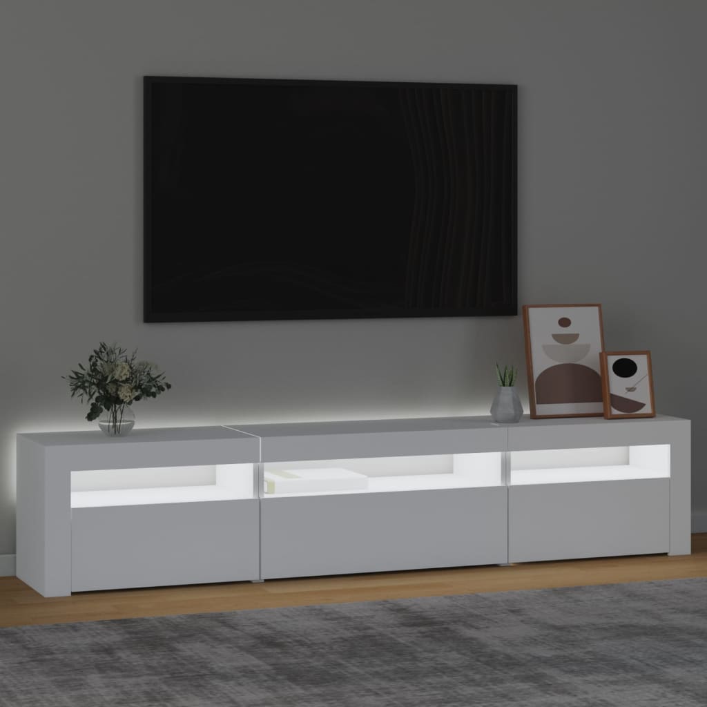 Tv-meubel met LED-verlichting 195x35x40 cm wit