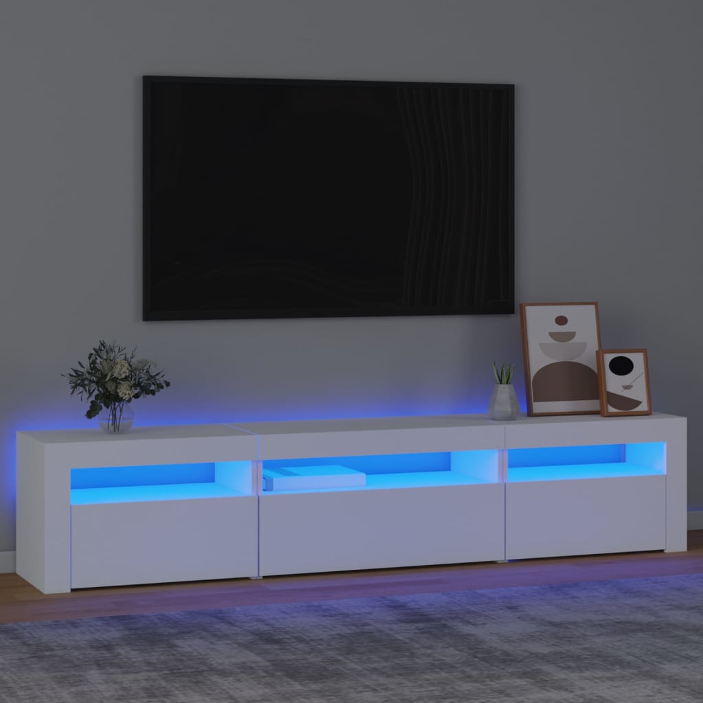 Tv-meubel met LED-verlichting 195x35x40 cm wit