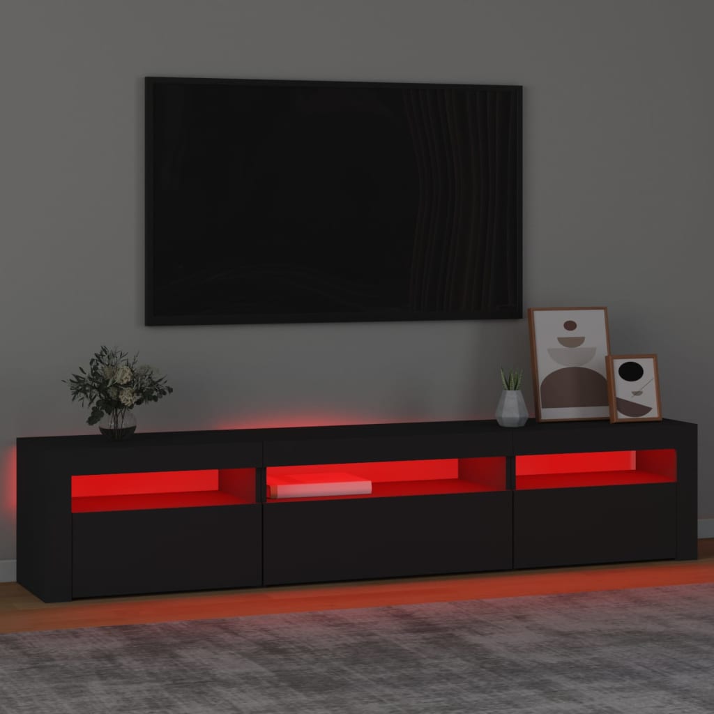 Tv-meubel met LED-verlichting 195x35x40 cm zwart