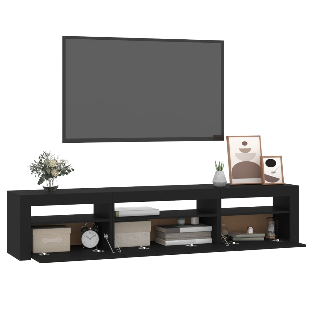 Tv-meubel met LED-verlichting 195x35x40 cm zwart