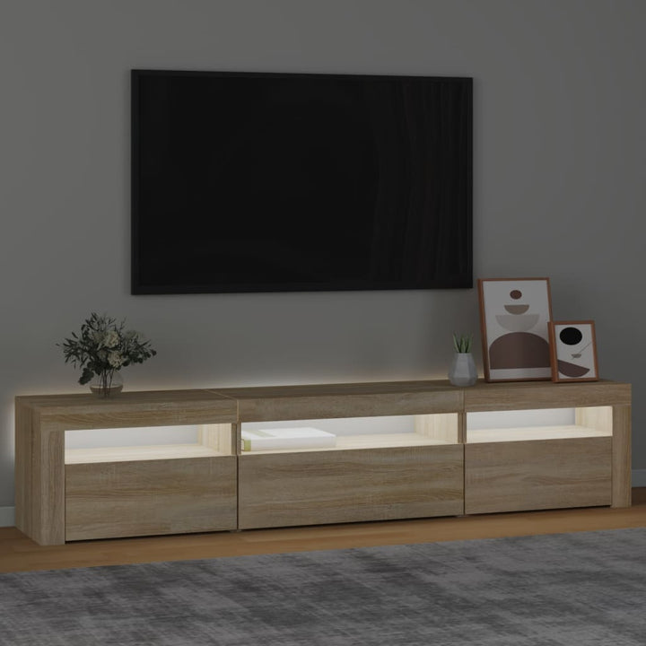 Tv-meubel met LED-verlichting 195x35x40 cm sonoma eikenkleurig