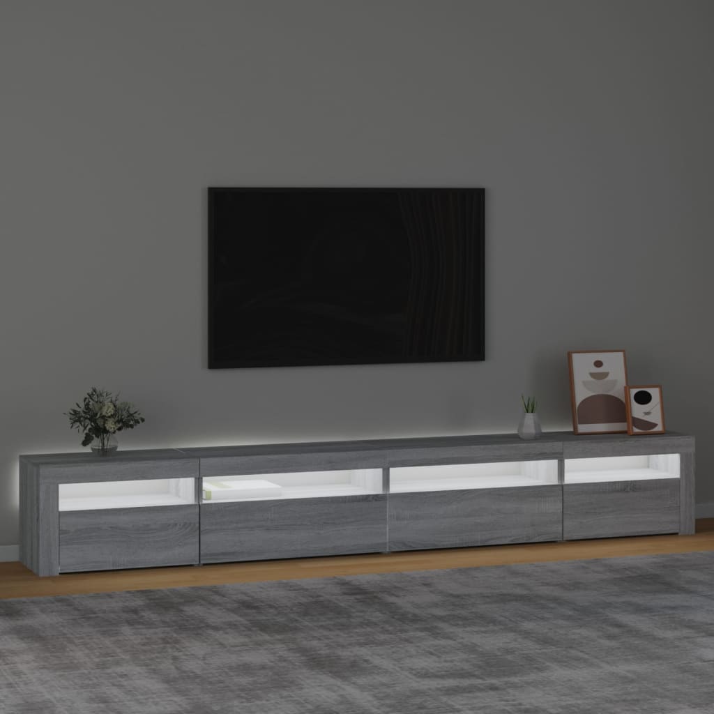 Tv-meubel met LED-verlichting 270x35x40 cm grijs sonoma eiken