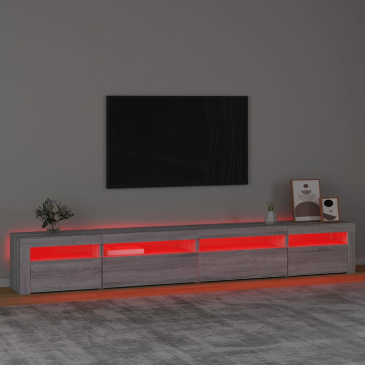 Tv-meubel met LED-verlichting 270x35x40 cm grijs sonoma eiken