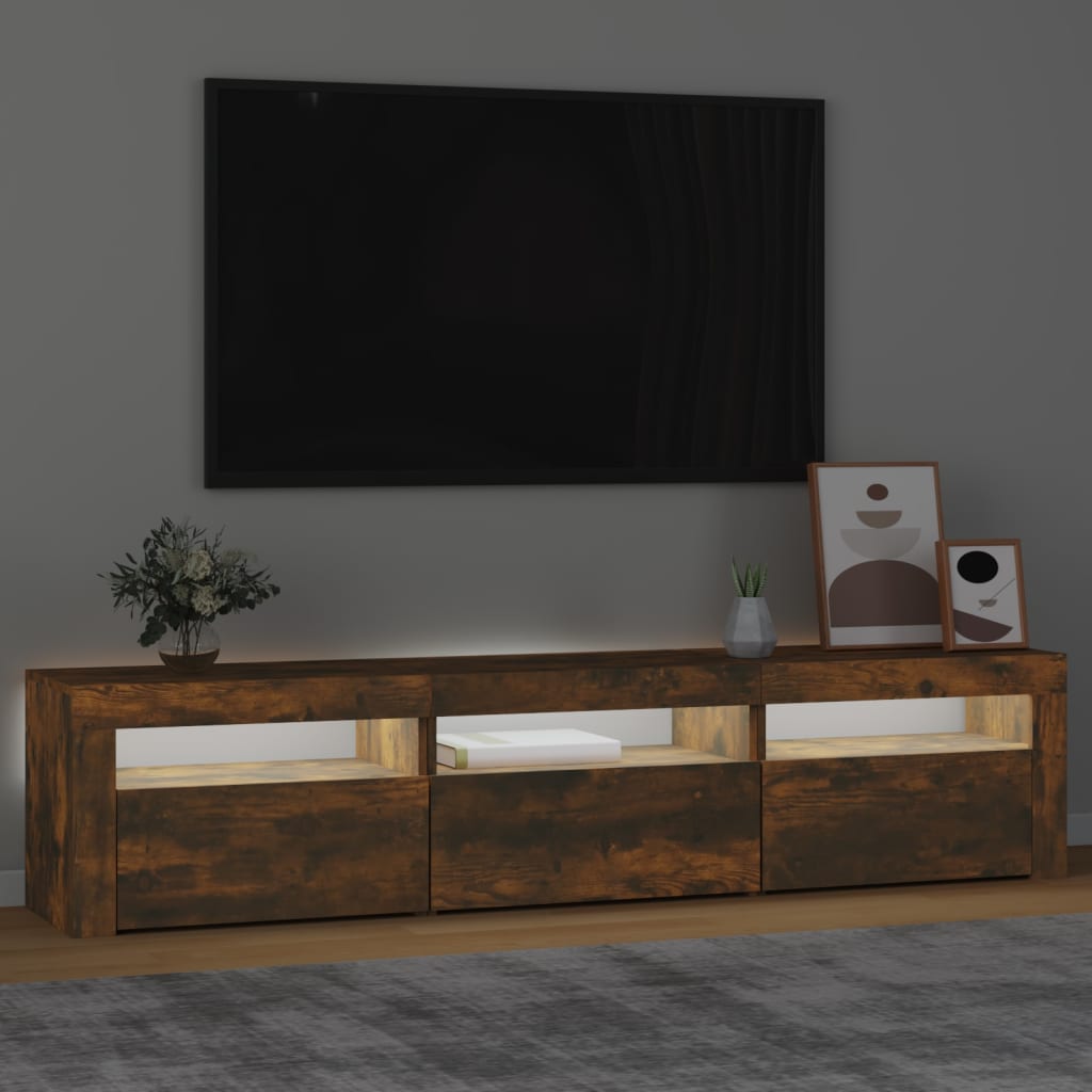 Tv-meubel met LED-verlichting 180x35x40 cm gerookt eikenkleurig
