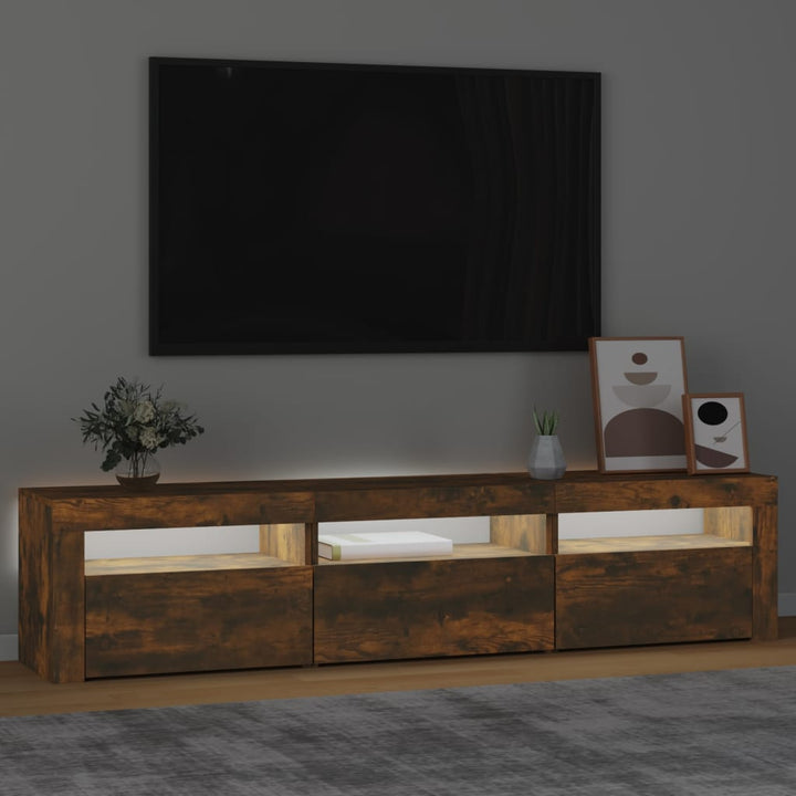 Tv-meubel met LED-verlichting 180x35x40 cm gerookt eikenkleurig