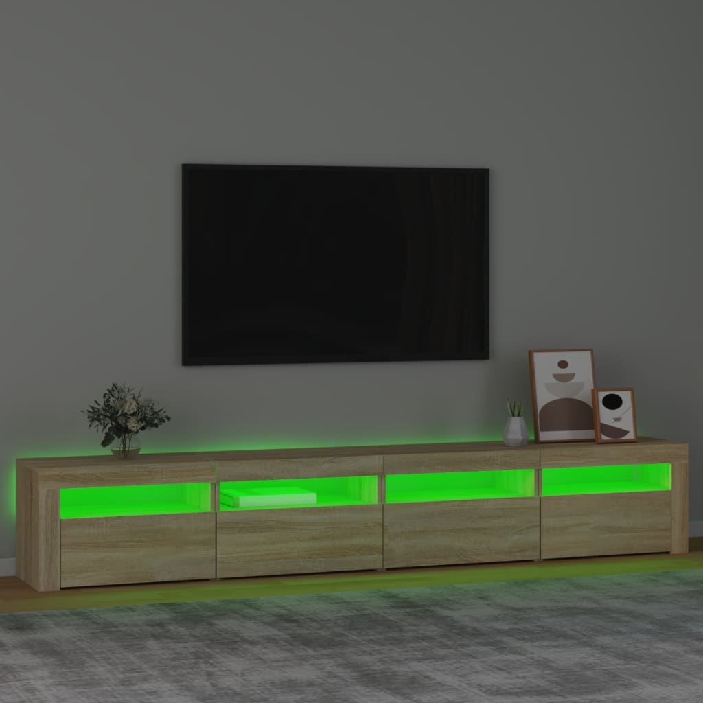 Tv-meubel met LED-verlichting 240x35x40 cm sonoma eikenkleurig