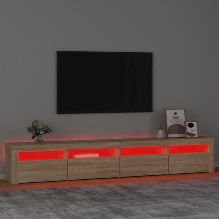 Tv-meubel met LED-verlichting 240x35x40 cm sonoma eikenkleurig