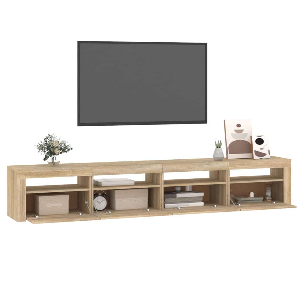 Tv-meubel met LED-verlichting 240x35x40 cm sonoma eikenkleurig