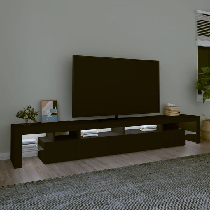 Tv-meubel met LED-verlichting 260x36,5x40 cm zwart