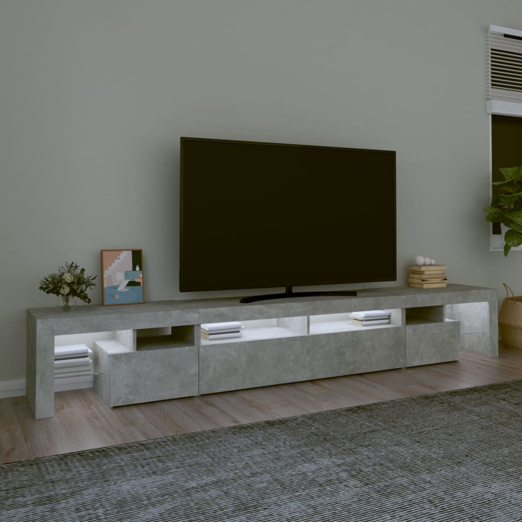 Tv-meubel met LED-verlichting 260x36,5x40 cm betongrijs