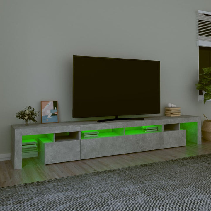 Tv-meubel met LED-verlichting 260x36,5x40 cm betongrijs