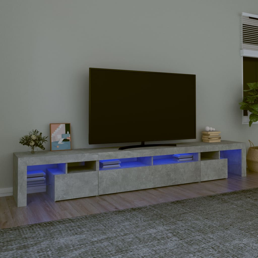 Tv-meubel met LED-verlichting 260x36,5x40 cm betongrijs