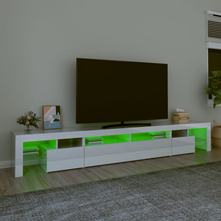 Tv-meubel met LED-verlichting 260x36,5x40 cm hoogglans wit