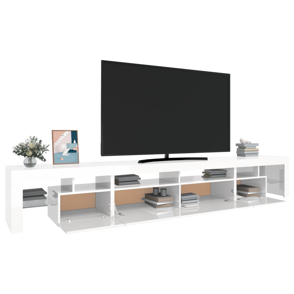Tv-meubel met LED-verlichting 260x36,5x40 cm hoogglans wit