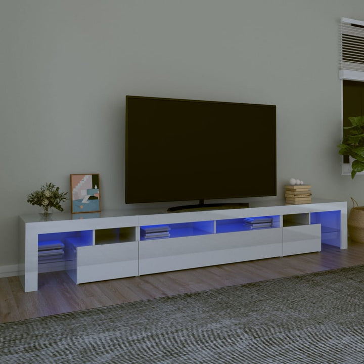 Tv-meubel met LED-verlichting 260x36,5x40 cm hoogglans wit